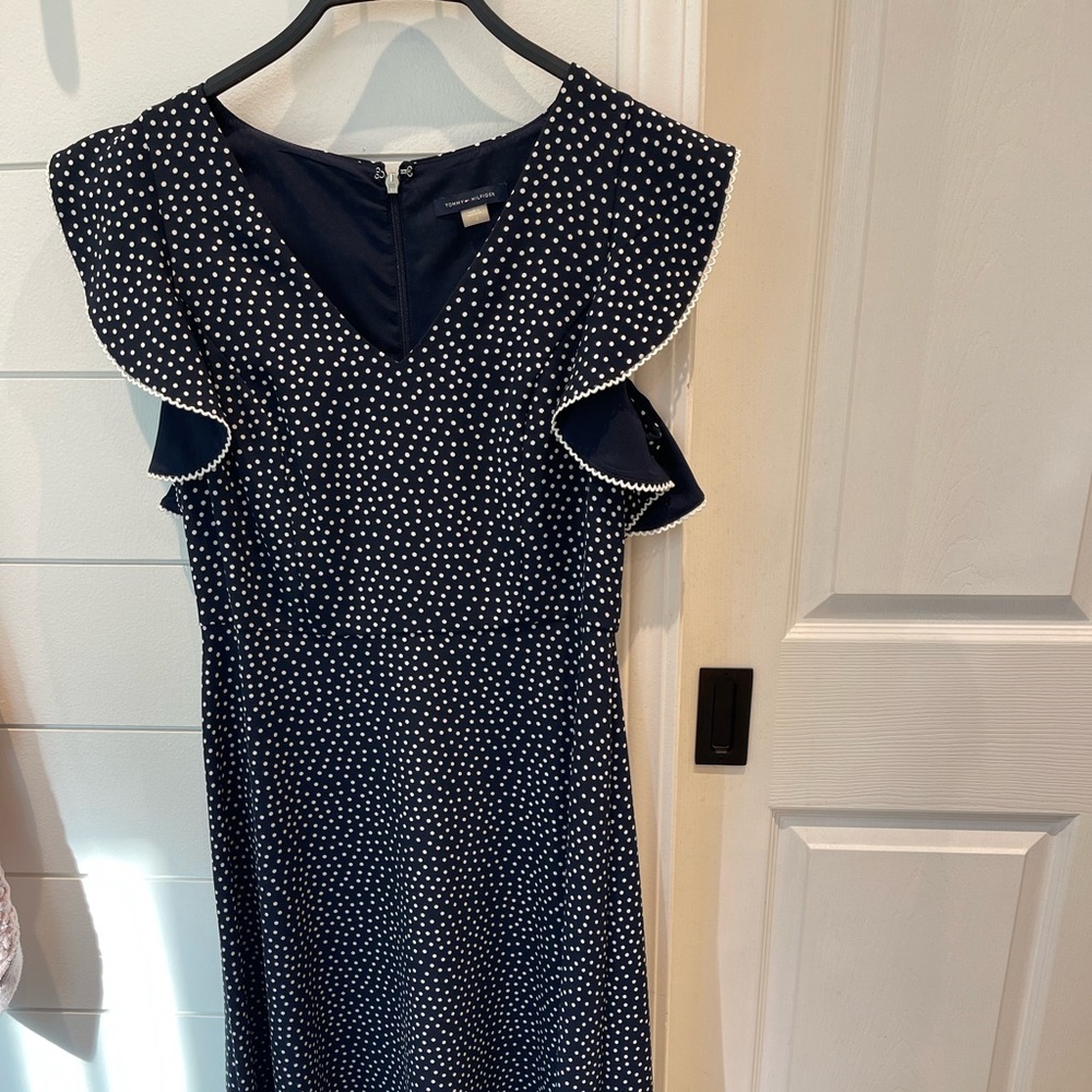Tommy Hilfiger dress, size 4 ,  navy polka dress. Never been worn